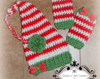 Crochet Elf Photoprop/outfit Hat & Leg warmers Newborn