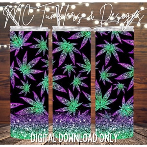 Marijuana Glitter Tumbler Wrap
