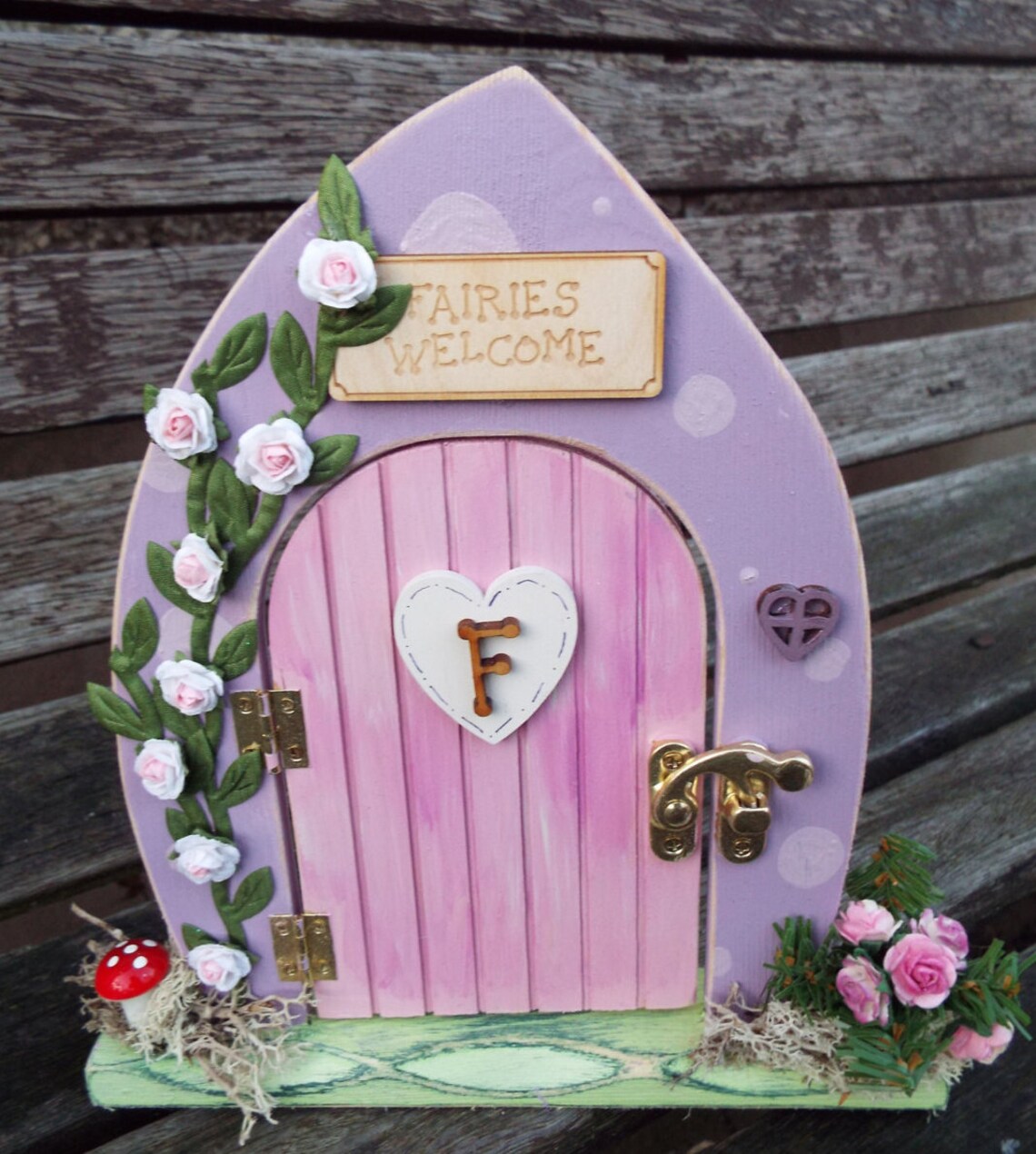 WOODEN FAIRY DOOR Free Standing Handpainted. Custom Made Etsy UK