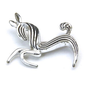 Vintage Emmons Prancing Horse Pin Brooch Mid Century Modern Retro Signed Silver Tone