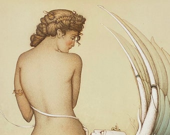 Michael Parkes ~Rainbow Sphinx~ Signed Numbered Stone Lithograph Print Art 29x21 Rare