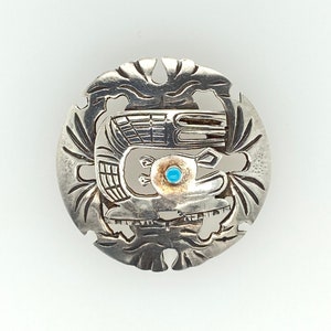 Vintage Old Cuzco Peruvian Tribal Chinchilla Sterling Silver Pin Brooch Peru Signed image 1