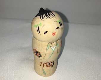 Vintage Large Wooden Japanese Kokeshi Doll Signed