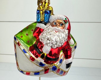 Christopher Radko Santa Letter FIRST CLASS Gem Glass Christmas Ornament