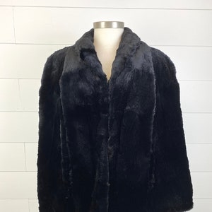 Vintage Shumacher Black Shorn Beaver Fur Coverlet Cape Jacket Lined Sz Large image 1