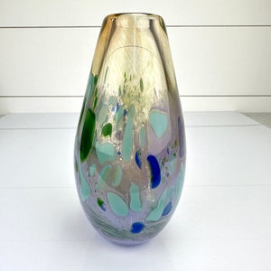 Artisan Michelle Kaptur Studio Modern Art Glasvas Handblåst MCM 7" Signerad