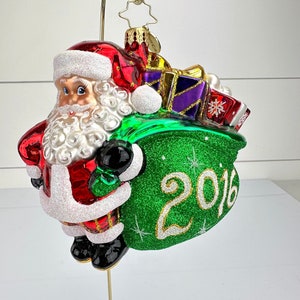 Christopher Radko 2016 Jolly Year Santa Hand Painted Glass Christmas Ornament image 1