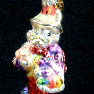 Radko &quot;Dapper Hare Gem&quot; Rabbit or Bunny Glass Easter Ornament w/ Star Charm