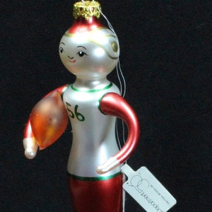 Beaux Arts Department 56 Football Player Glass Christmas Ornament with Tags image 1