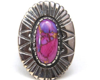 Beautiful Purple Mojave Turquoise & Sterling Silver Southwestern Ring Size 6.5