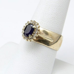 Vintage 14k Gold Tessler & Weiss 1 Ct Oval Sapphire Diamond Engagement Wedding Ring 8.75 image 1