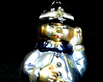 Radko 1995 Officer Joe Policeman Hand-Painted Glass Clip Christmas Ornament Vintage