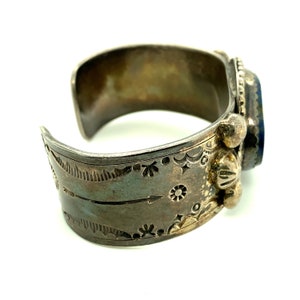 Vintage Navajo Deep Blue Chrysocolla Sterling Silver Cuff Bracelet Artisan Native image 7