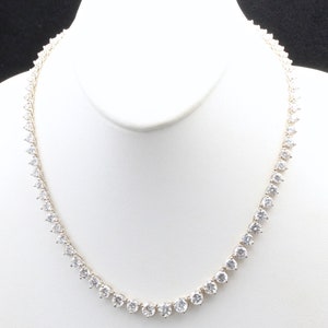 Vintage Sterling Silver & Cubic Zirconia Graduated Necklace Weddings Bridal image 5