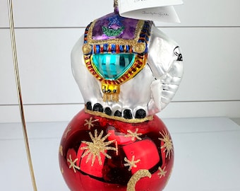 Christopher Radko 15th Anniv CENTER RING ELEPHANT Glass Christmas Ornament