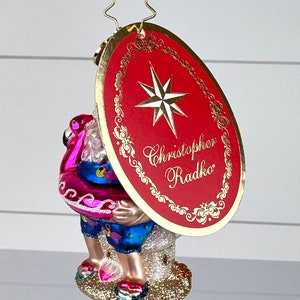 Christopher Radko Santa Gem OUT OF OFFICE Flamingo Glass Christmas Ornament image 2