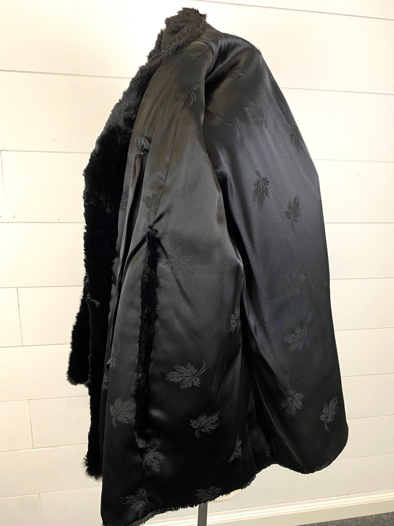 Vintage Shumacher Black Shorn Beaver Fur Coverlet Cape Jacket Lined Sz Large image 9