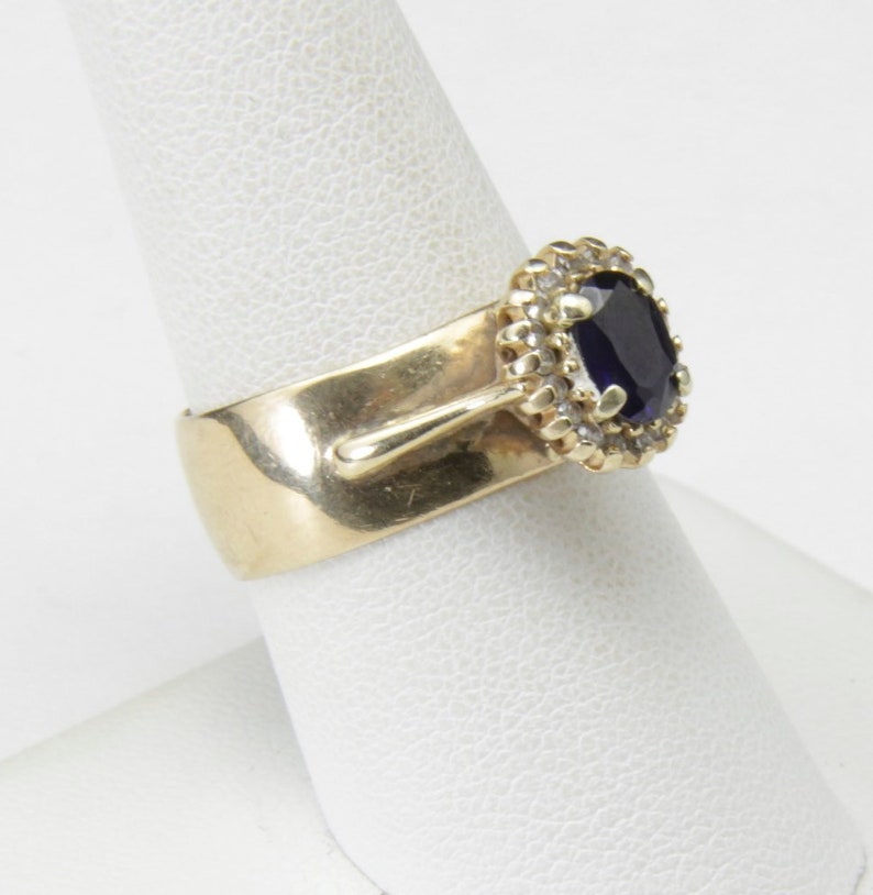 Vintage 14k Gold Tessler & Weiss 1 Ct Oval Sapphire Diamond Engagement Wedding Ring 8.75 image 2