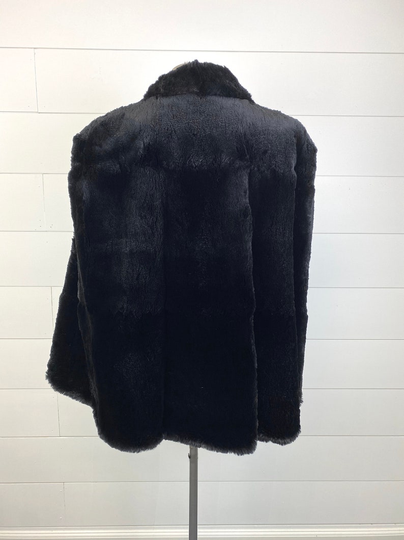 Vintage Shumacher Black Shorn Beaver Fur Coverlet Cape Jacket Lined Sz Large image 4