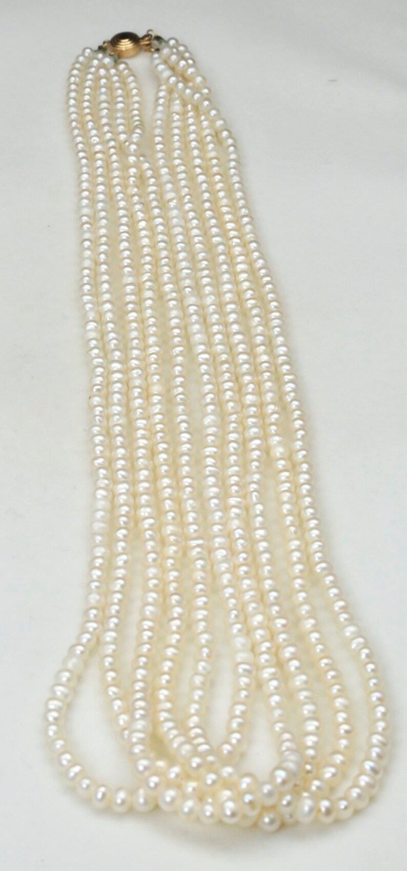 Vintage 5 Strand White Pearl With 14K Yellow Gold Clasp - Etsy