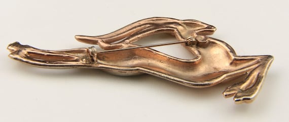 Vintage Large Leaping Gazelle Pin Brooch Gold Ton… - image 2