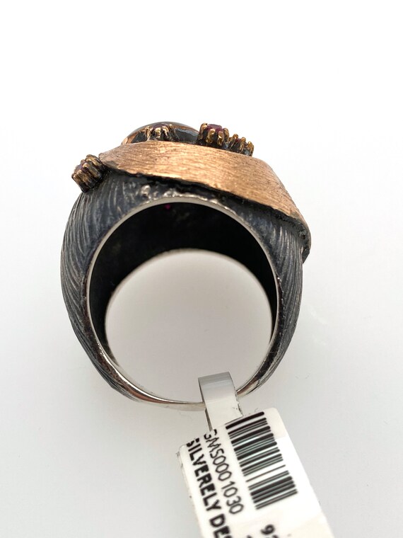 Artisan Abstract Amethyst Ruby & Oxidized Sterlin… - image 7