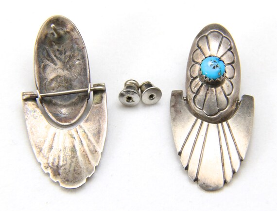 Vintage Sterling Silver & Blue Turquoise Hinged D… - image 3