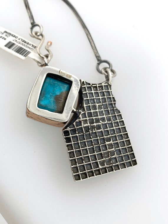 Artisan Modernist Abstract Blue Turquoise Pendant… - image 9