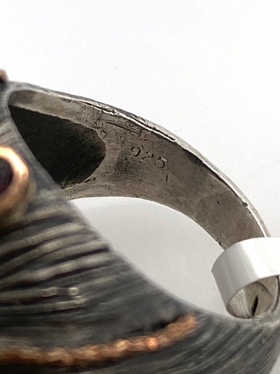 Artisan Abstract Ethiopian Opal Ruby Oxidized Ste… - image 8