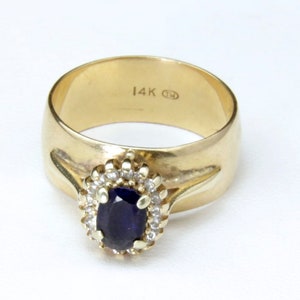 Vintage 14k Gold Tessler & Weiss 1 Ct Oval Sapphire Diamond Engagement Wedding Ring 8.75 image 5