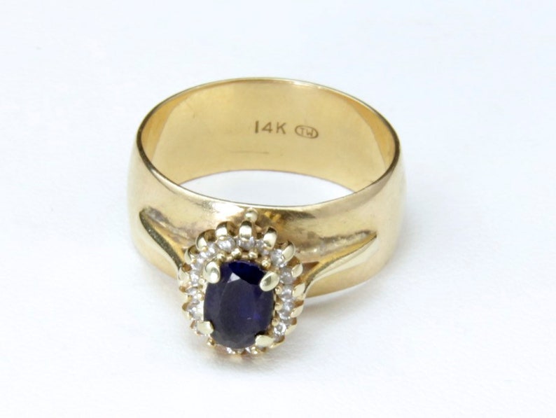 Vintage 14k Gold Tessler & Weiss 1 Ct Oval Sapphire Diamond Engagement Wedding Ring 8.75 image 5