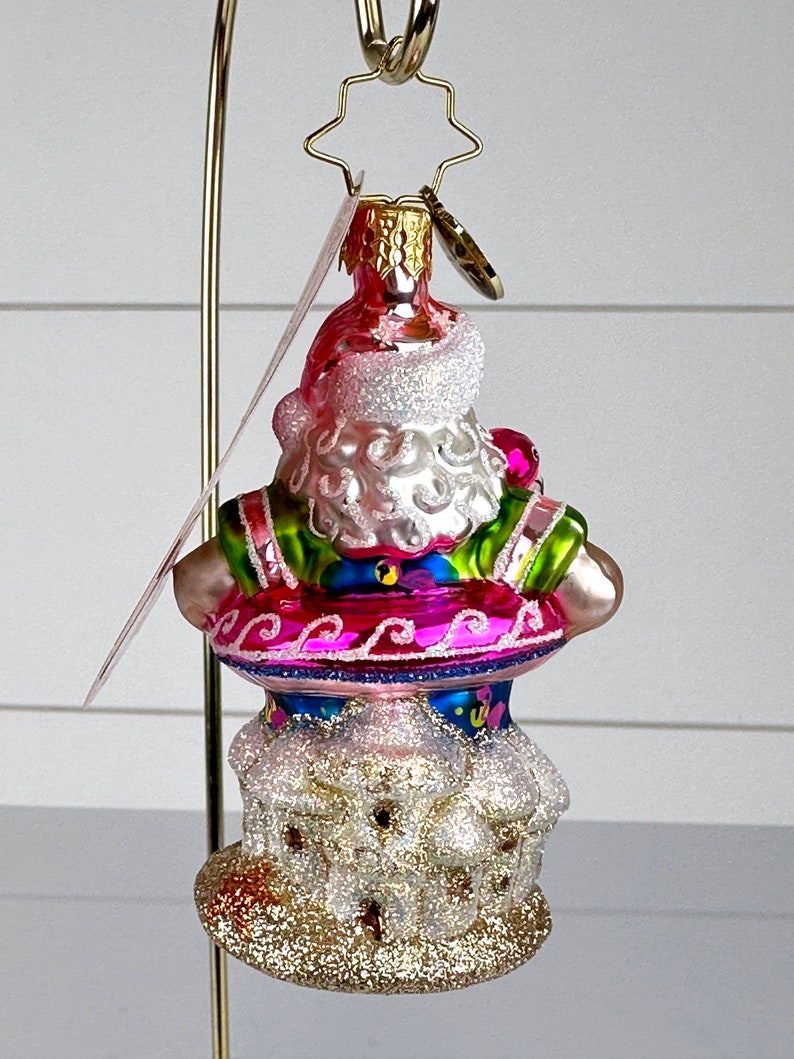 Christopher Radko Santa Gem OUT OF OFFICE Flamingo Glass Christmas Ornament image 3