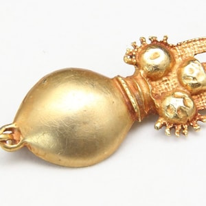 Vintage Mayan Aztec Figural Pin Brooch Gold Tone Estate Sun Moon Pre Columbian