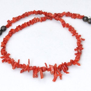 Vintage Natural Red Branch Coral Necklace 15 Long with Sterling End Cap Beads image 5