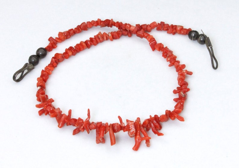 Vintage Natural Red Branch Coral Necklace 15 Long with Sterling End Cap Beads image 5