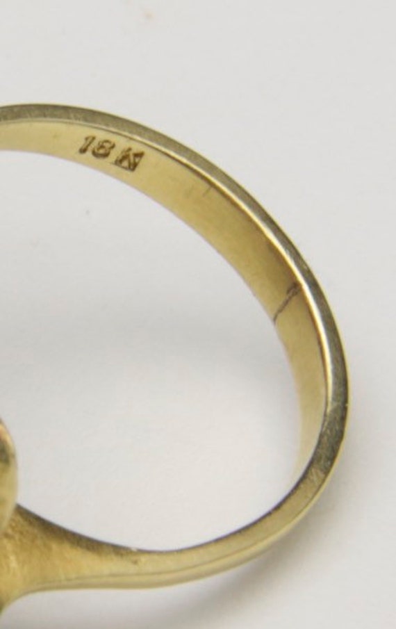 Vintage 18k Yellow Gold Large Round Opal Ring 5.6… - image 8