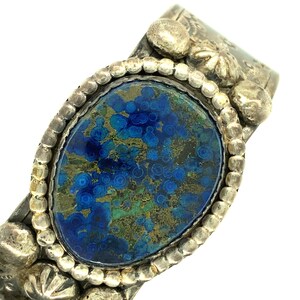 Vintage Navajo Deep Blue Chrysocolla Sterling Silver Cuff Bracelet Artisan Native image 3