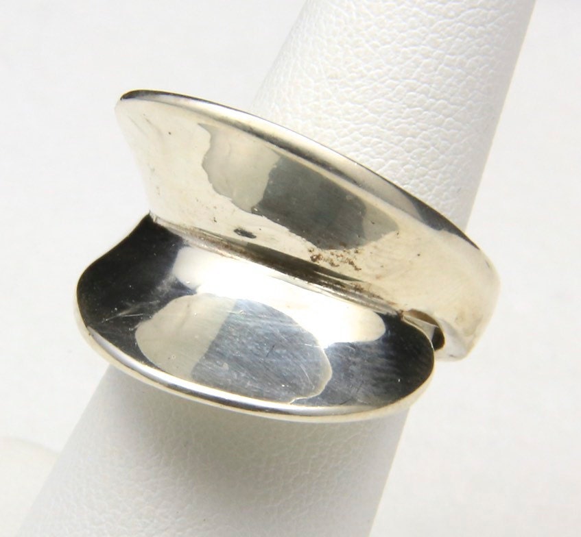 Vintage Sterling Silver Modernist Geometric Ring Signed Cellini