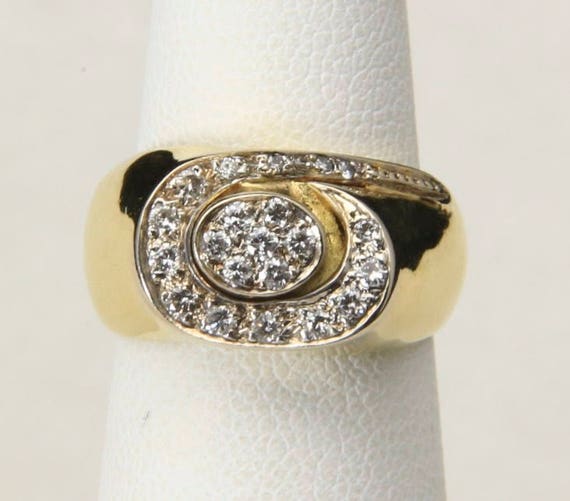 Vintage 14K Yellow Gold & White Diamond Modernist… - image 2