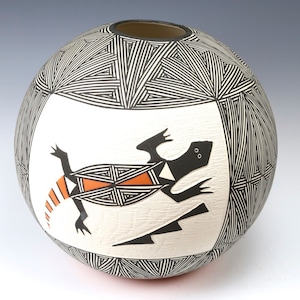 Vtg grande Acoma cerámica barco vaso vaso nativo americano Pueblo Artesano firmado