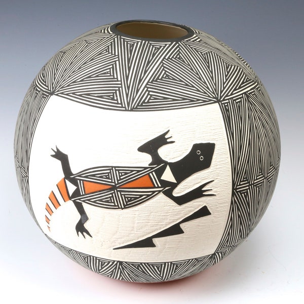 Vtg Large Acoma Pottery Pot Vessel Vase Native American Pueblo Artisan Signed