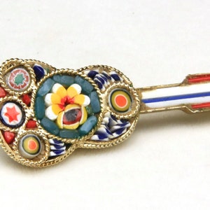 Vintage Italian Glass Micro Mosaico y Aleación Guitarra Pin Broche