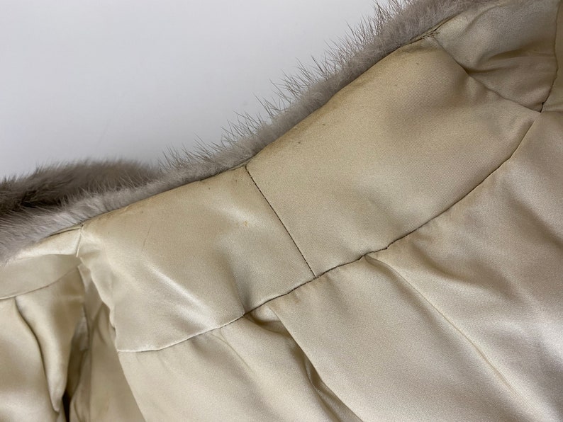 Vintage Silver Grey Mink Cape Jacket w/ Pockets Satin Lined Womens S / M Elegant Evening image 10