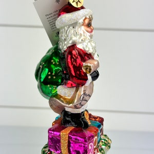 Christopher Radko 2000 PRESENTING SANTA New in Box Glass Christmas Ornament image 5