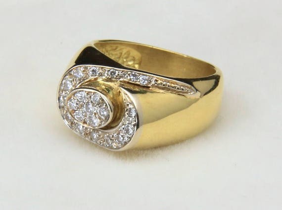 Vintage 14K Yellow Gold & White Diamond Modernist… - image 3