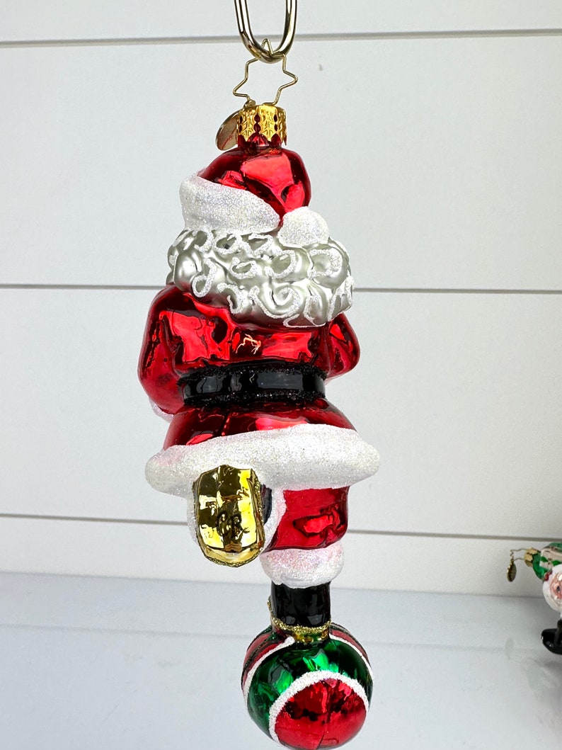 Christopher Radko Santa Balancing on Ornaments Glass Christmas Ornament CR image 5