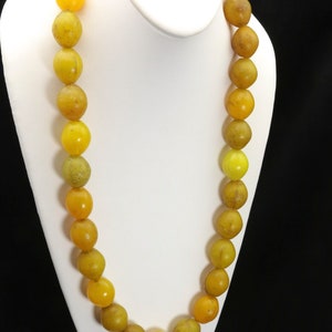 Vintage Antique Hebron African Large Glass Trade Beads Yellow Beaded Necklace 27 image 2