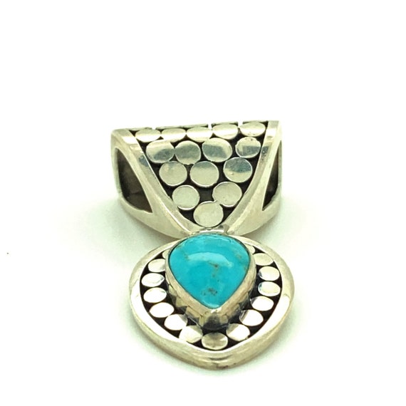 Vintage Artisan Turquoise Sterling Silver Pendant… - image 6