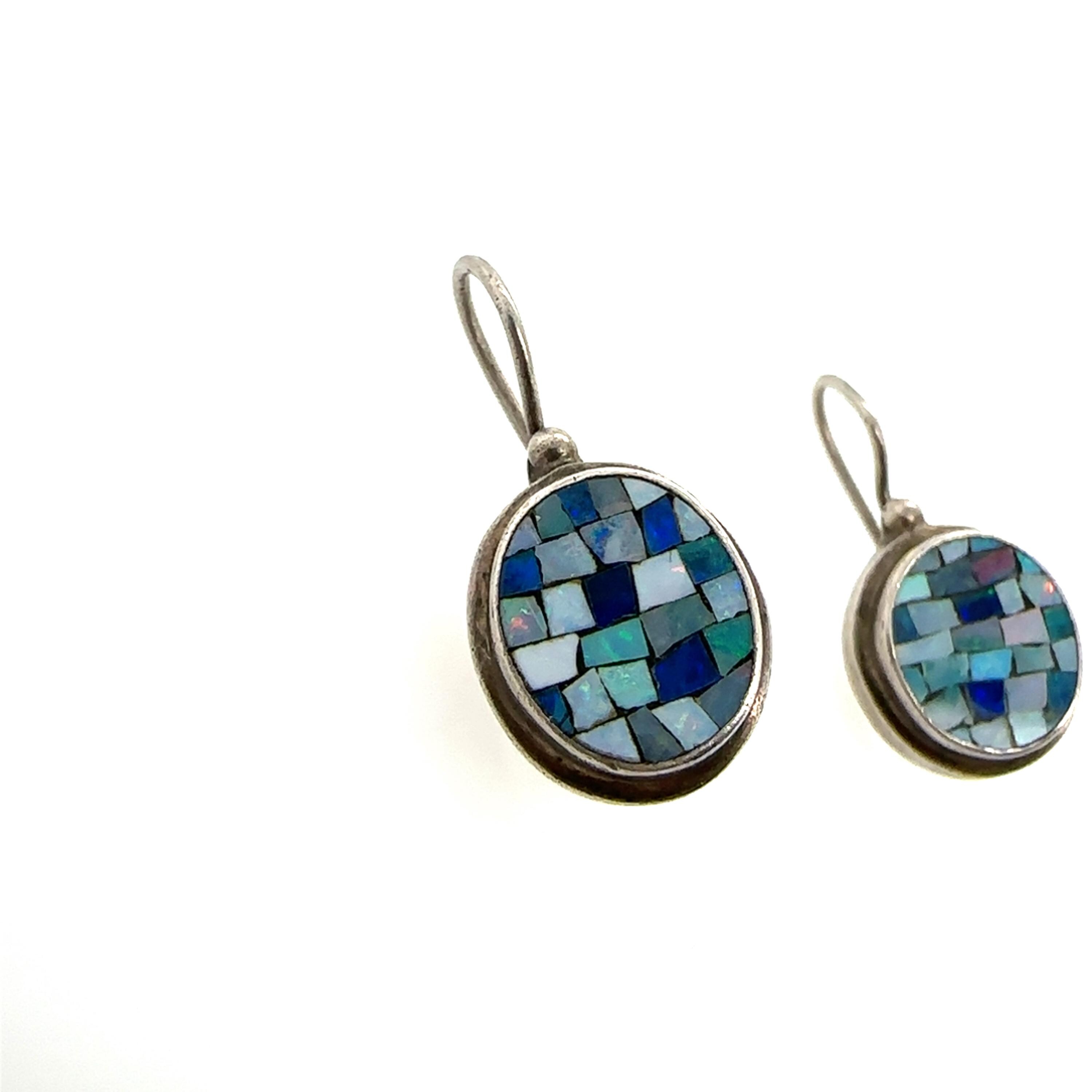 Vintage Artisan Micro Mosaic Opal Sterling Silver MNSN 925