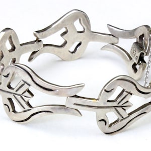 Vintage Taxco Sterling Silver Modernist Style Link Bracelet Mexico Signed